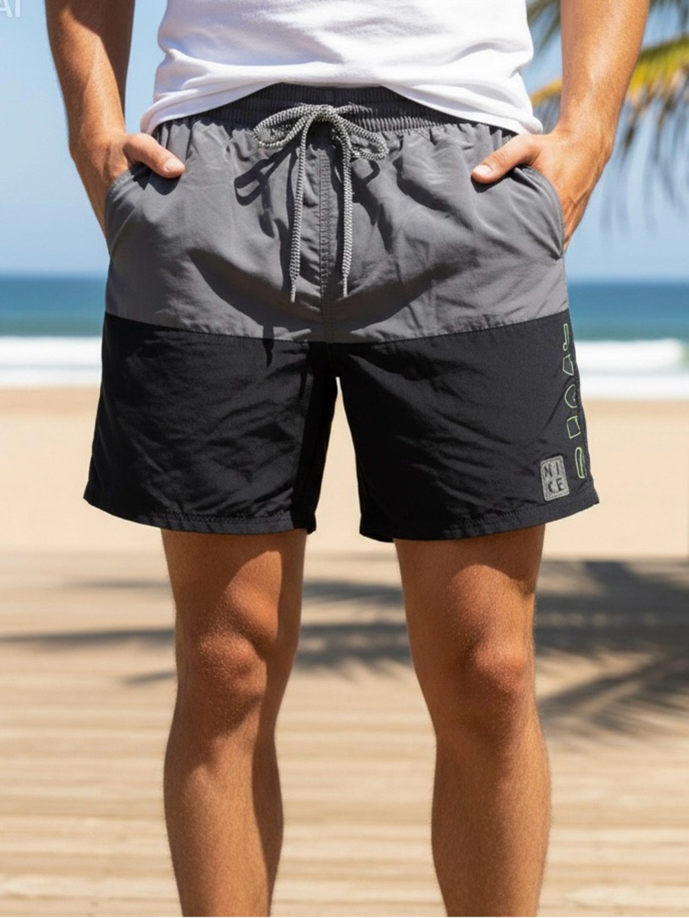 Two-Tone Gray & Black Swim Shorts size xl